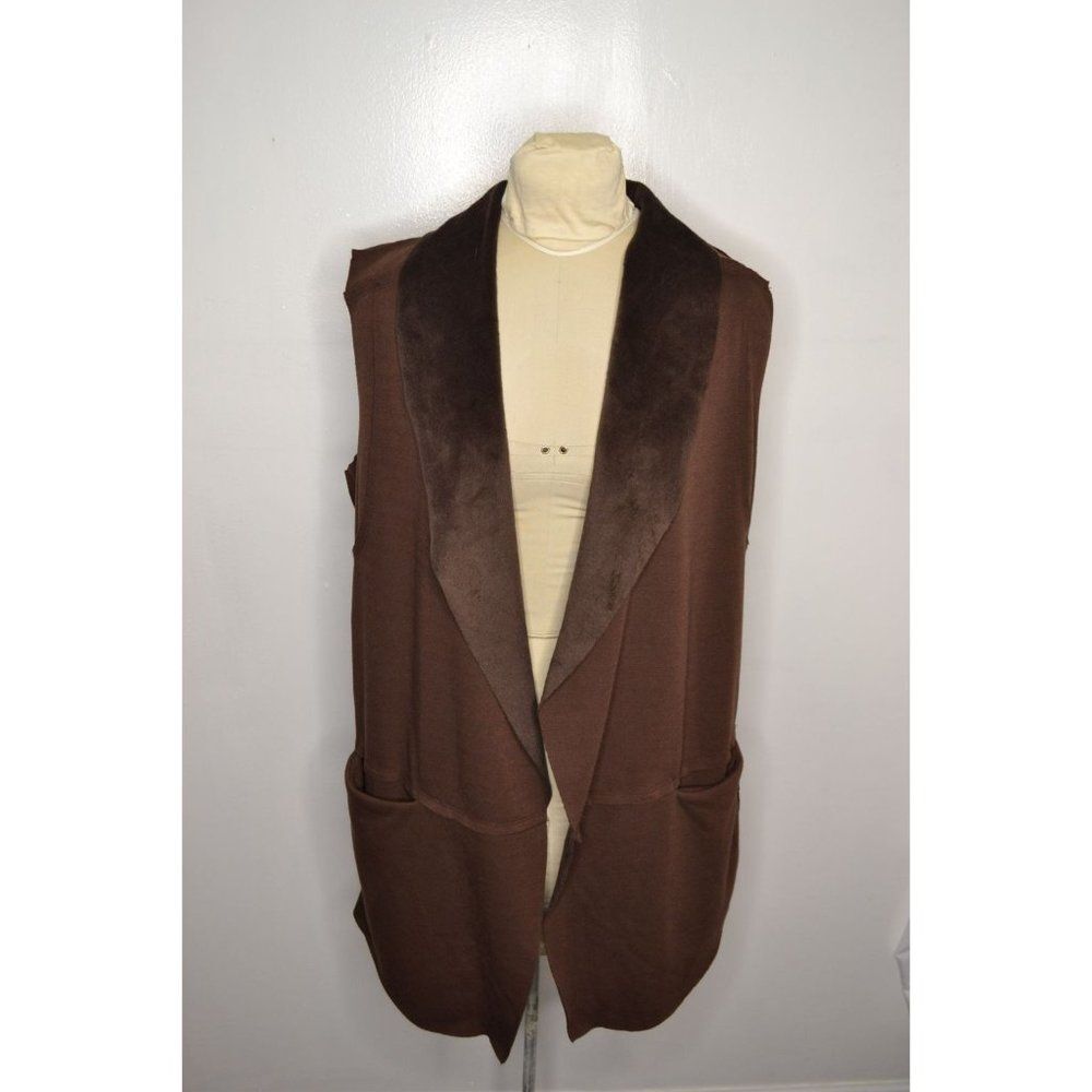 Soft Surroundings Women's Medium Chocolate Sleeveless Tunic Cardigan
